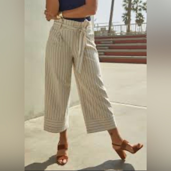 Banana Republic Blake Tie-Waist Stripe Crop Pant in size 10 - Picture 1 of 6
